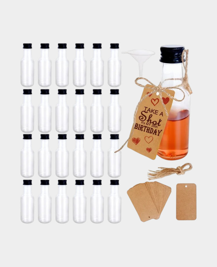 Mini Shot Flaschen, wiederverwendbar, 50 ml, Transparent, 24er Set – I AM CREATIVE