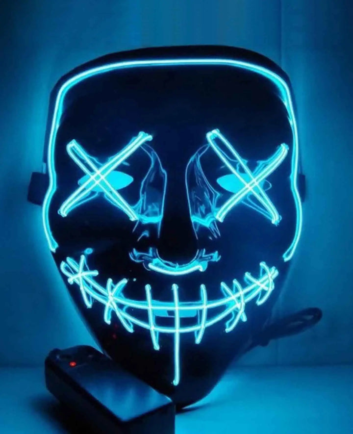 Masque de carnaval LED Monster Purge Masque de fête - Bleu / Noir