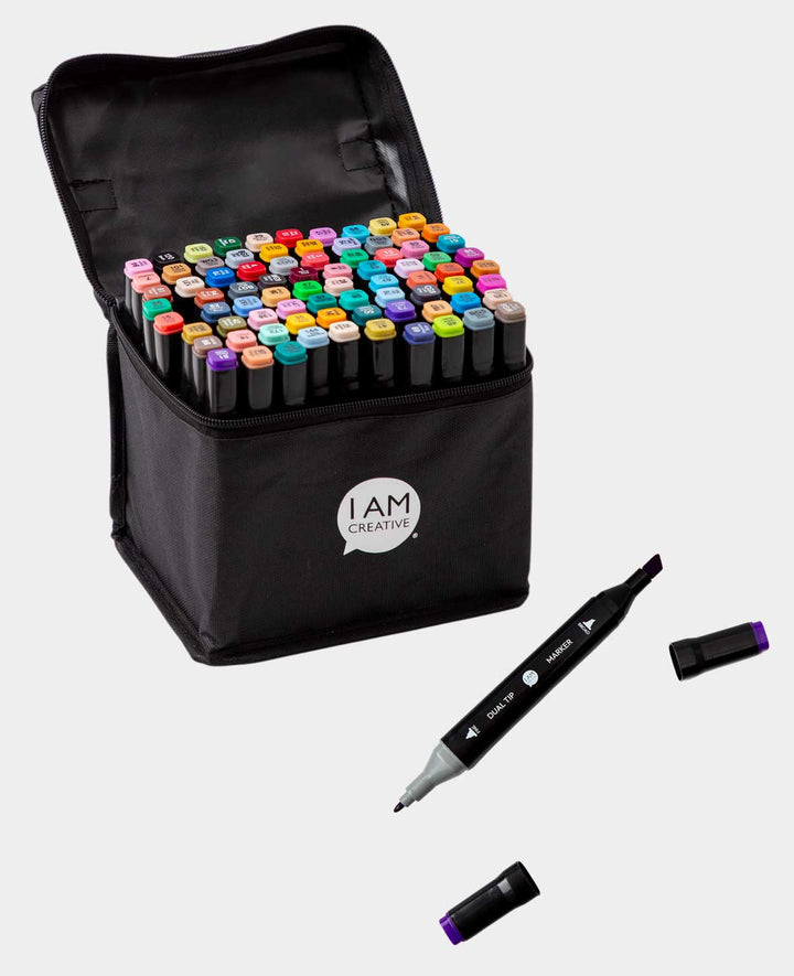 Waterproof Acrylic Felt Tip Pens, Dual Tip Markers + Carry Bag, 80 pcs.
