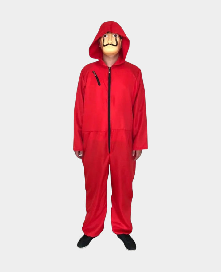 Halloween Erwachsenen Kostüm Bankräuber inkl. Maske - Rot, 175cm