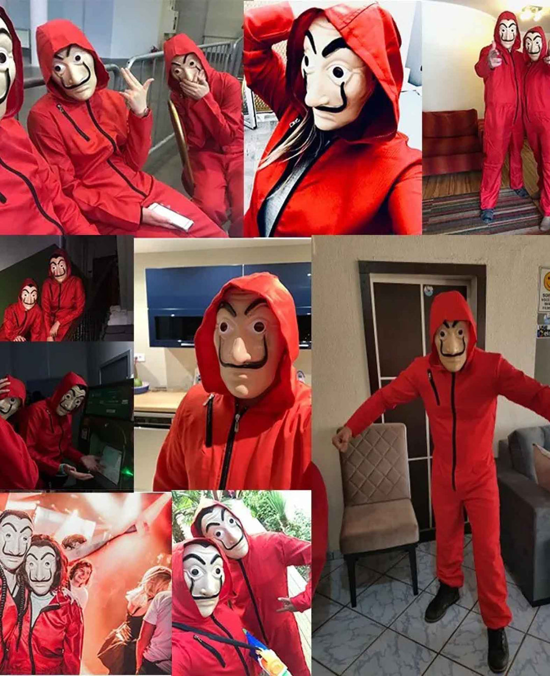 Halloween Erwachsenen Kostüm Bankräuber inkl. Maske - Rot, 175cm