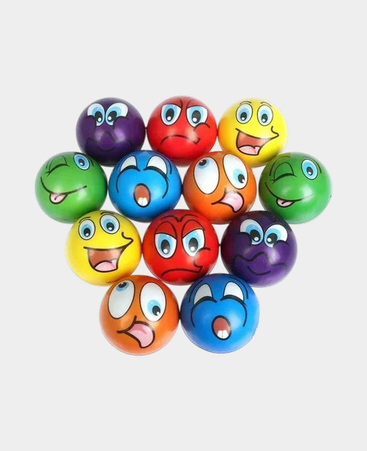 Anti-Stress Foam Balls Emoji Fidget Toy, Colorful, Ø6cm, 12 pcs.