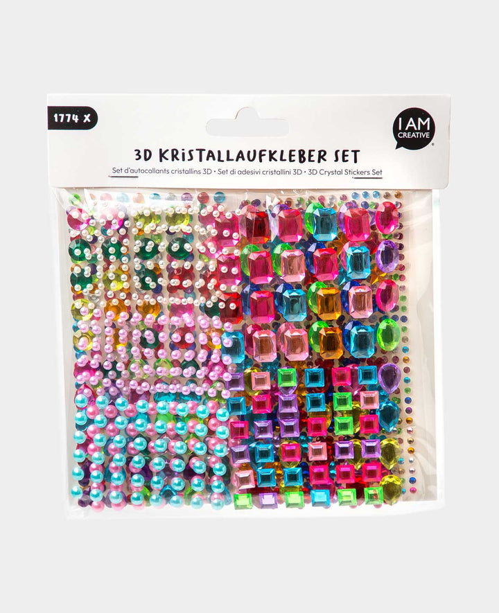 Bedazzling 3D Sticker im Kristall-Look, Selbstklebend, 14 Blatt