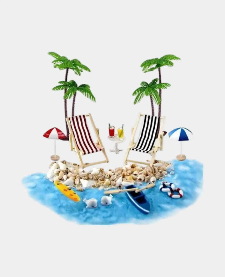 Miniature de décoration de plage, accessoires de bricolage micro plage, 19 pièces.
