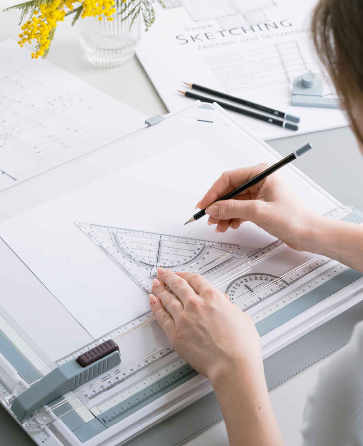 Table à dessin A3 architecture, planche à dessin avec règle parallèle et équerre