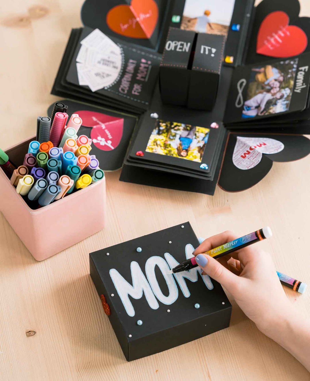 Boîte cadeau photo DIY faite à la main Boîte surprise - Noir