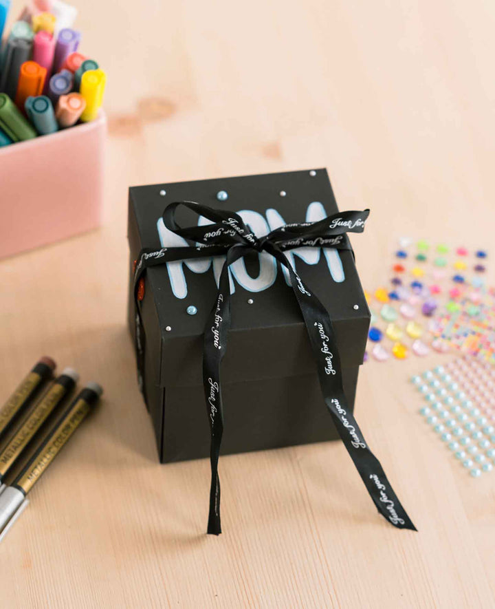 Boîte cadeau photo DIY faite à la main Boîte surprise - Noir