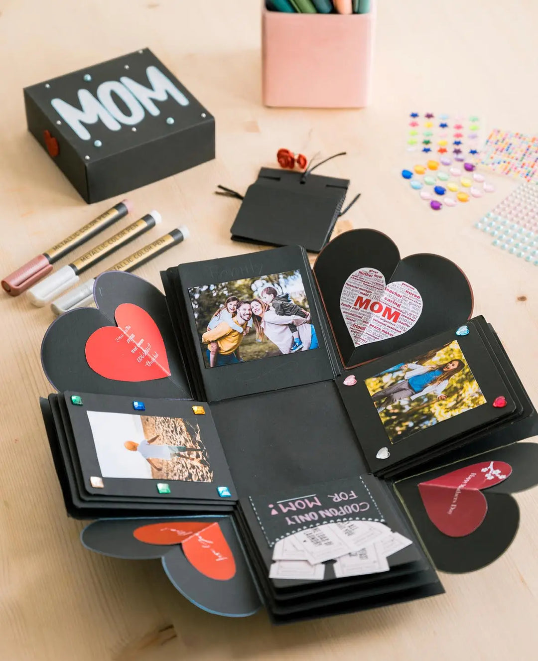 Boîte cadeau photo DIY faite à la main Boîte surprise - Noir