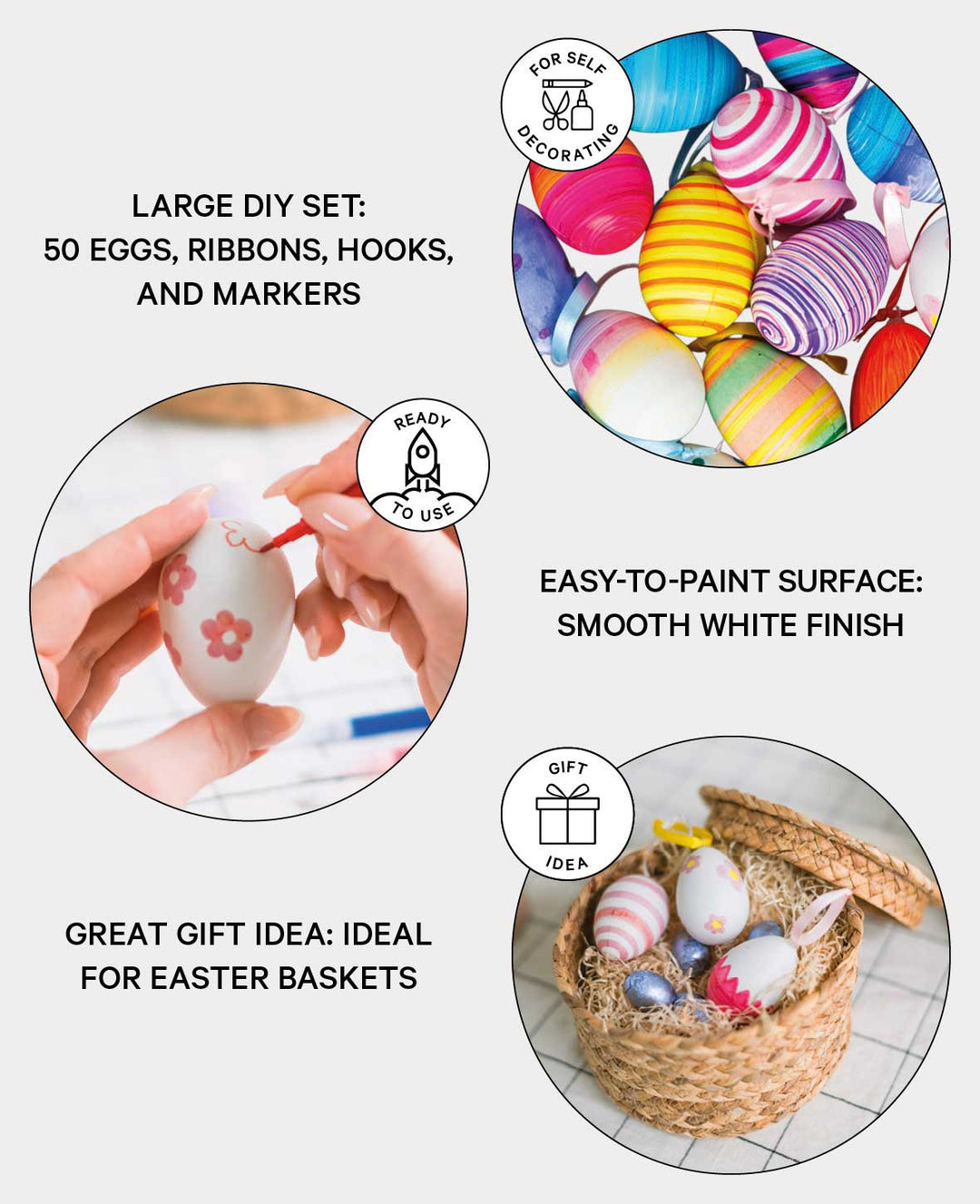 (156tlg.) DIY Bastel Ostereier Set mit Stiften &amp; Band