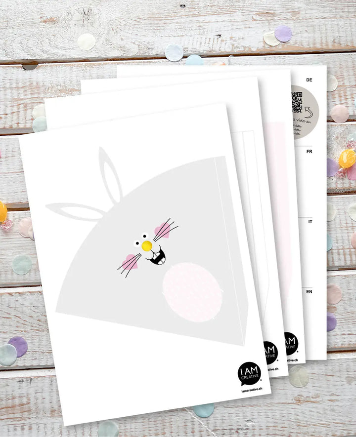 PDF template for download for bunny gift bags, A4 format