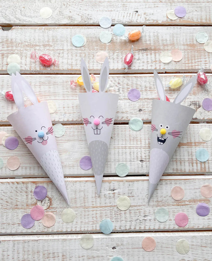 PDF template for download for bunny gift bags, A4 format