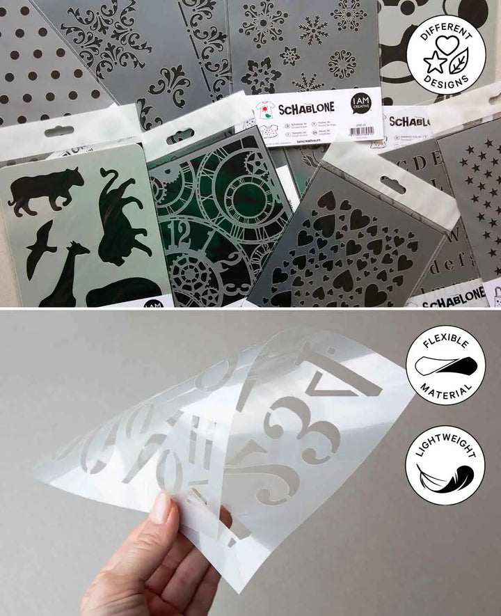 Kids Safari Stencil, 148 x 210 mm (A5), white translucent