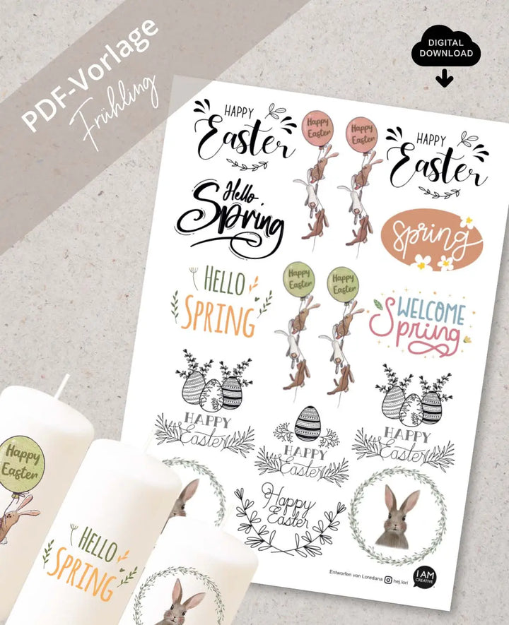 PDF-Vorlage zum Download für Wasserschiebefolien, Frühling und Ostern, A4 Format