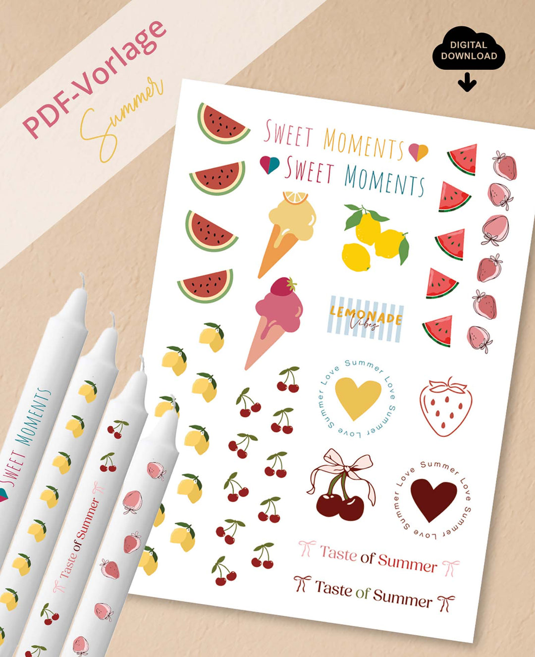 PDF-Vorlage zum Download, Motive Sommer