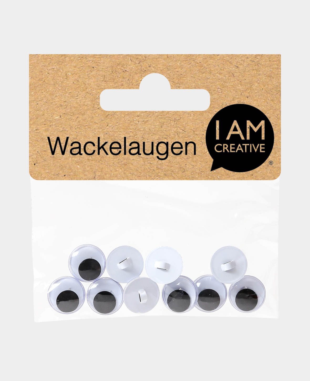 8 Wackelaugen zum Annähen schwarz-weiss Ø 10 mm 