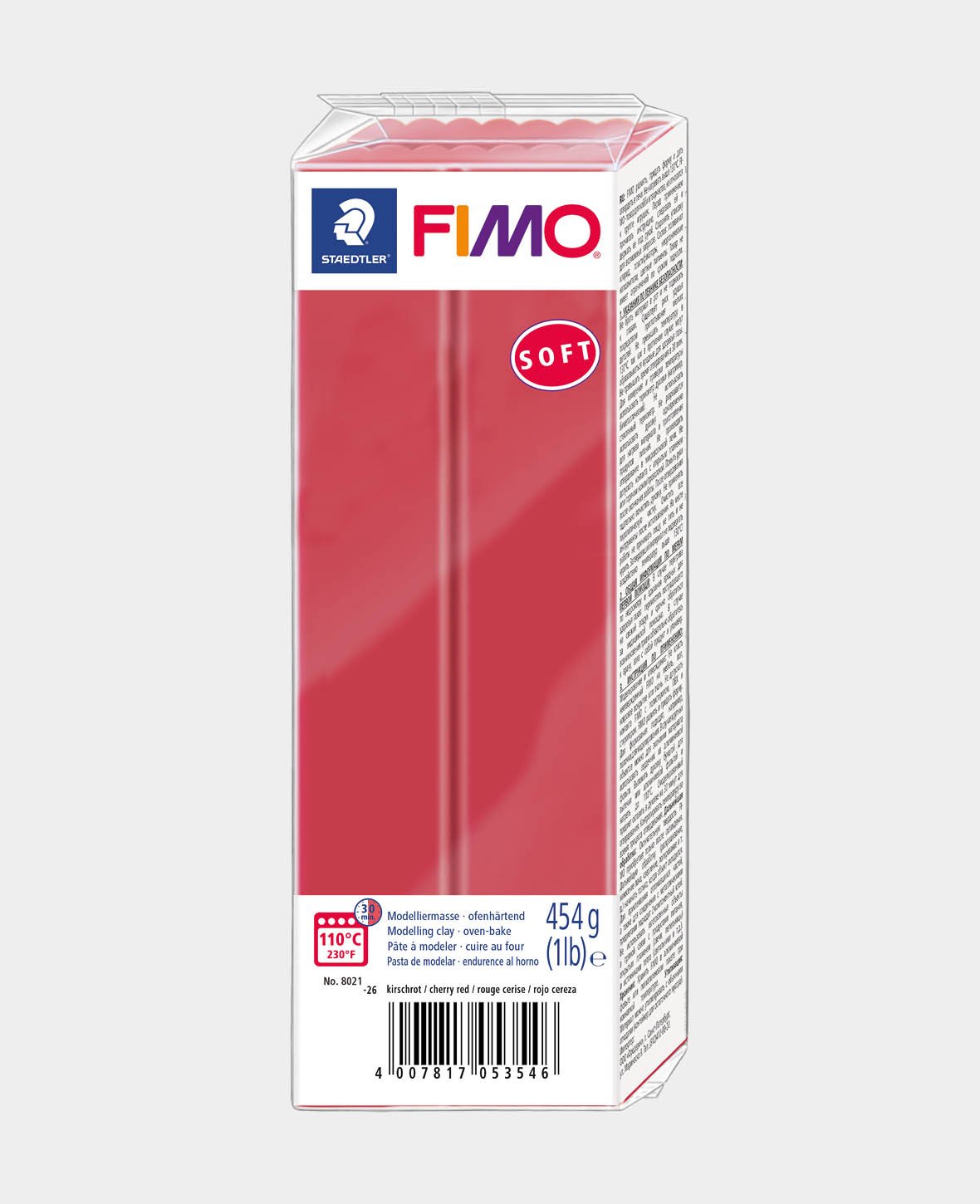 Großblock 350g Fimo Soft Basisfarben Kirschrot 